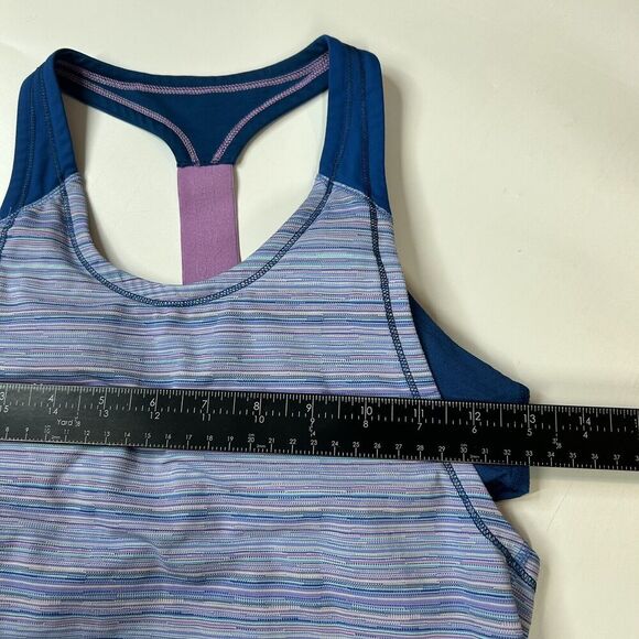 Ivivva By Lululemon Get Loud Tank Top Girls 14 Striped Blue Built In Bra - Picture 4 of 8